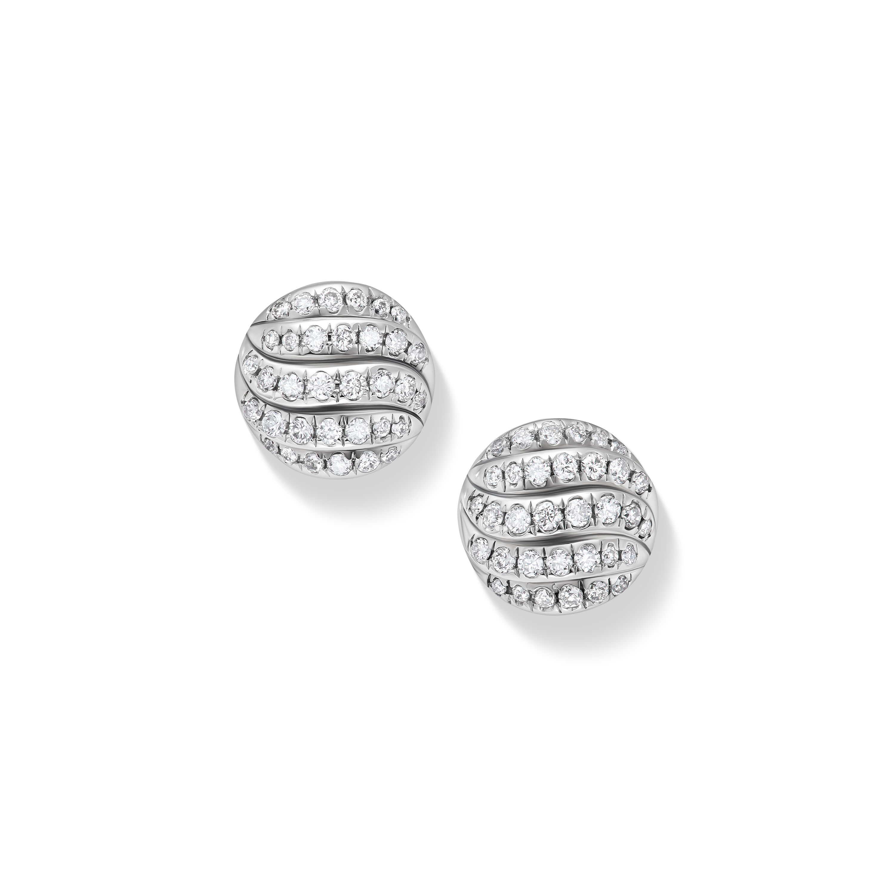 8mm Pave Set Stud Earrings in White Gold