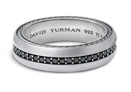 Streamlined Band with Black Diamonds