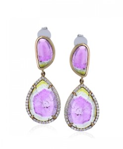 fuschia tourmaline drop earrings