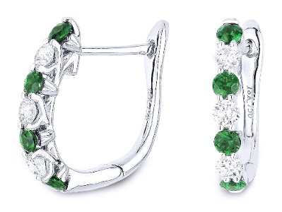 emerald and diamond hoop earrings