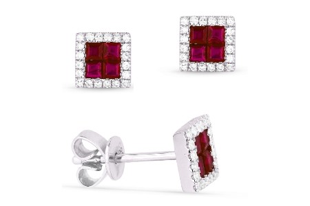 ruby and diamond stud earrings