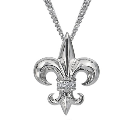 18k white gold and diamond fleur-de-lis necklace