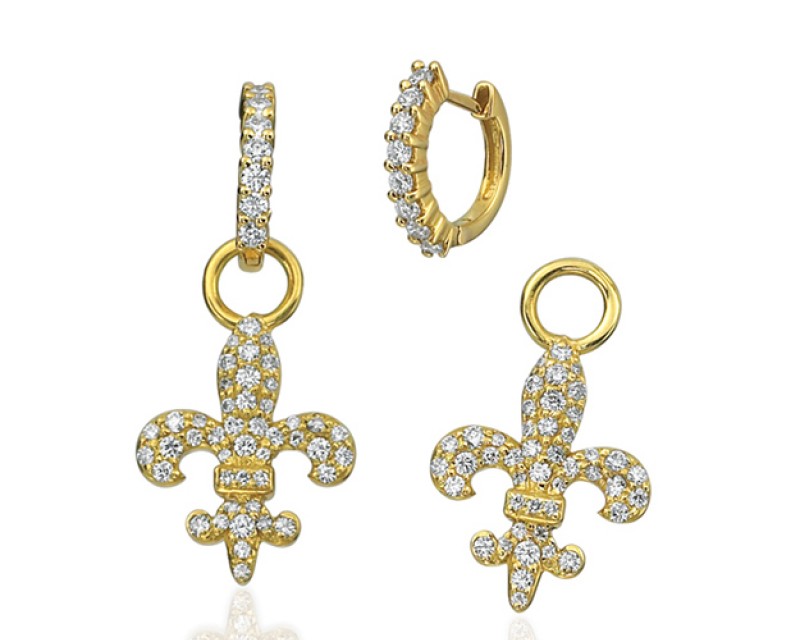 18k yellow gold diamond fleur de lis earring jackets