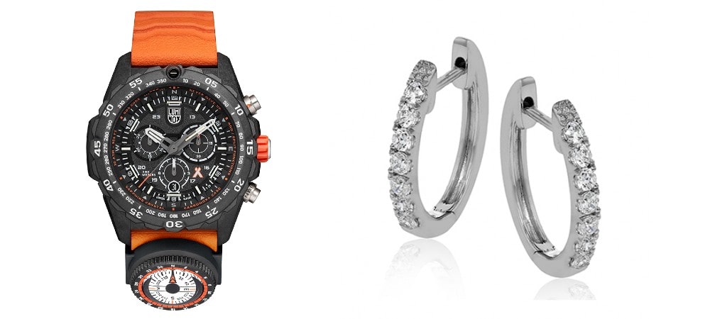 Watch with Compass and Huggie Hoop Earrings