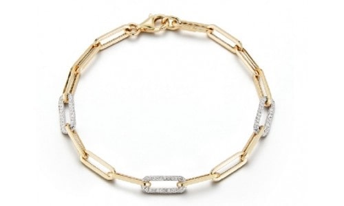 Yellow gold and diamond chain bracelet with intricate details
