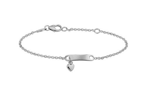 Chain sterling silver bracelet with heart shaped charm