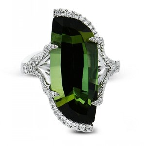 Vibrant tourmaline fashion ring with diamond accents by Simon G.