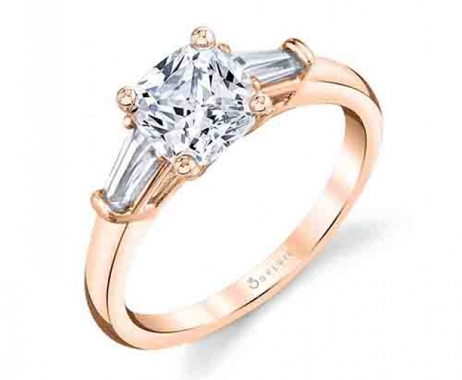 cushion cut diamond on engagement ring from Sylvie