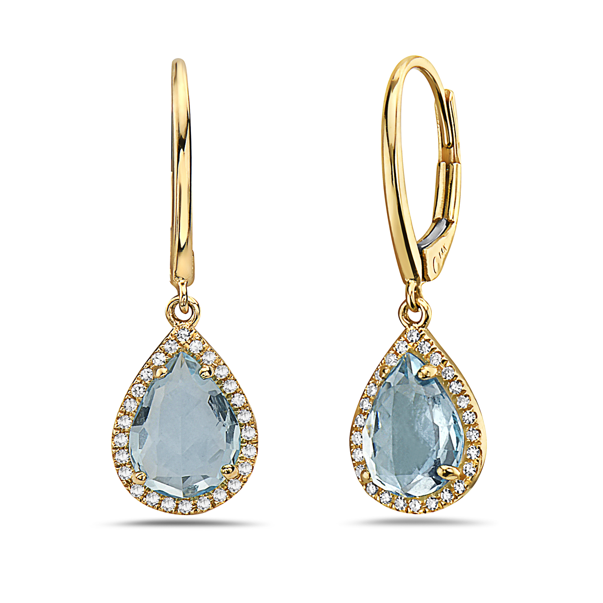 Blue Topaz Pear Cut Diamond Drop Earrings