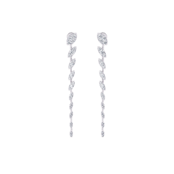 18K White Gold Mosaic Diamond Drop Earrings