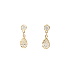 14K Yellow Gold Bezel Set Diamond Earrings