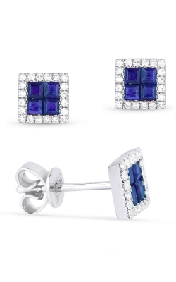 Square Diamond & Sapphire Stud Earrings