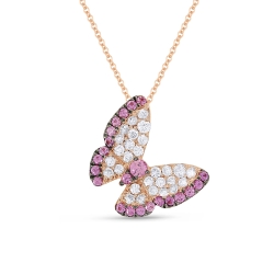 0.74CT Diamond & Pink Sapphire Butterfly