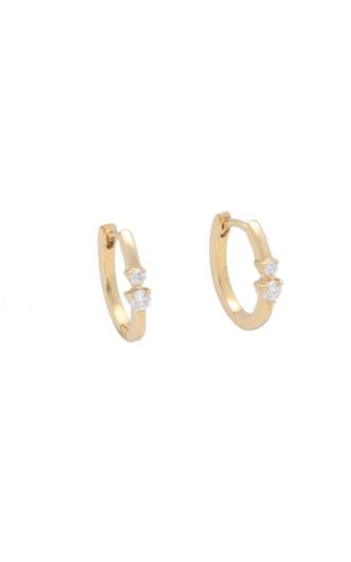 14k Yellow Gold Round Diamond Huggie Earrings