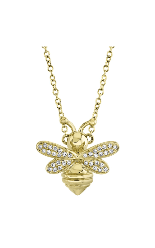 14K Yellow Gold Diamond Bumble Bee Necklace