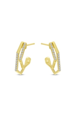14K Yellow Gold Geometric Dual Diamond Drop Earring