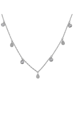 14K White Gold Pear Single Cut Diamond Station Necklace