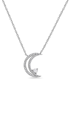 14K White Gold Crescent Moon Diamond Necklace