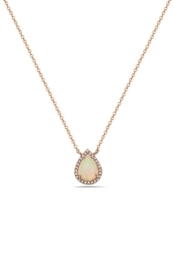 14K Yellow Gold 0.06CT Opal and Diamond Necklace 