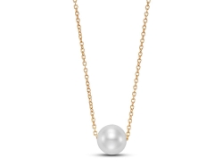 14K Yellow Gold 7.5mm Pearl Necklace, 18