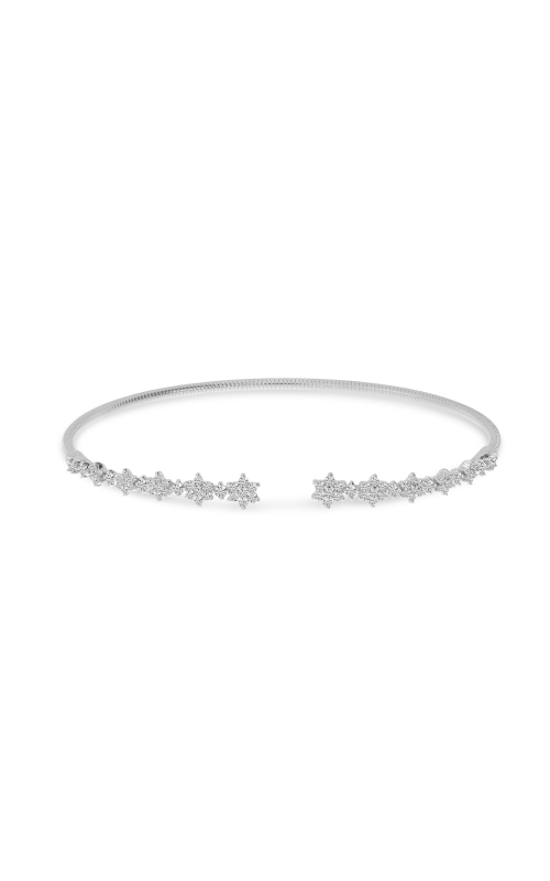 14K White Gold Diamond Flex Floral Bangle Bracelet