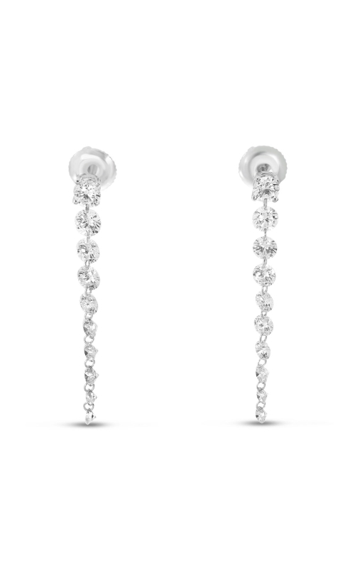 14K White Gold Dashing Diamond Stud with 10 Pierced Diamond Dangle Earrings