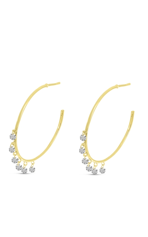 14K Yellow Gold Dashing Diamond 6-Stone Shaker Hoop Earrings