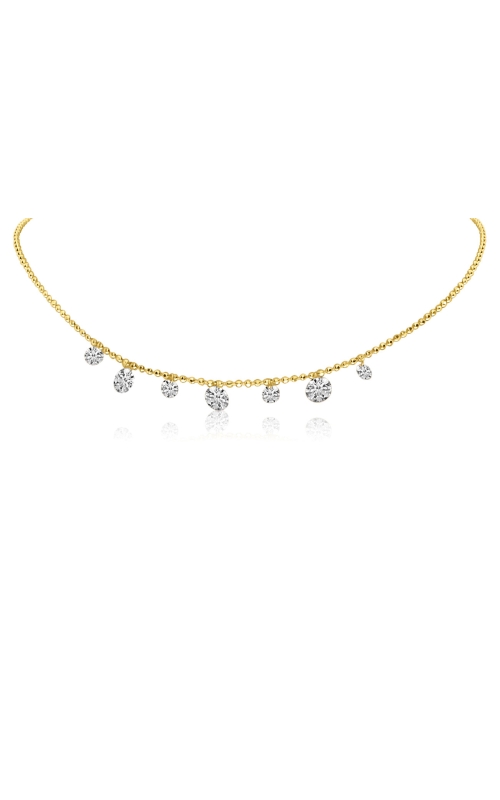 14K Yellow Gold Dashing Diamond 7 stone Diamond By the Yard Necklace