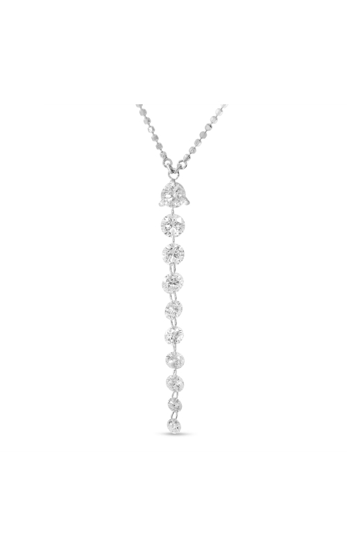 14K White Gold Dashing Diamond Necklace with 10 Pierced Diamonds