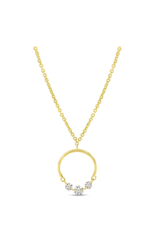 14K Yellow Gold Dashing Diamond Half Circle Necklace