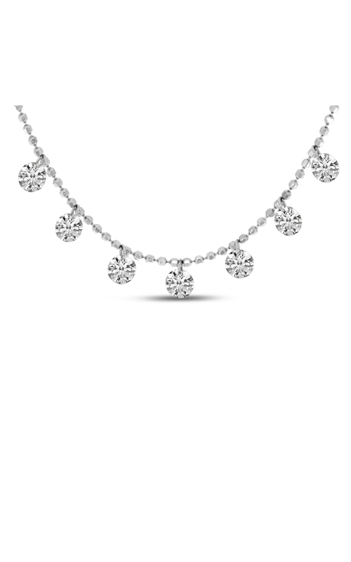 14K White Gold .70ct Diamond by The Yard 7 stone Dashing Diamond Necklace