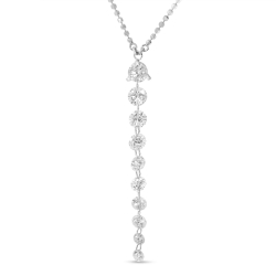 14K White Gold Dashing Diamond Necklace with 10 Pierced Diamonds