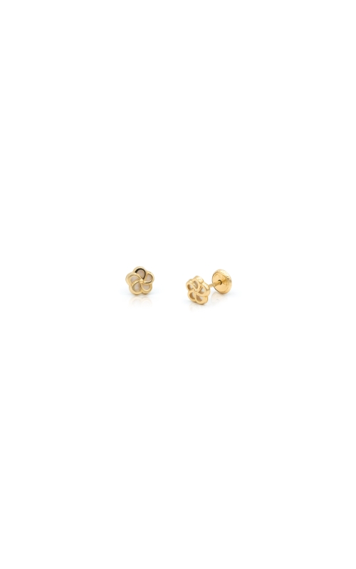 14K Yellow Gold Mother Of Pearl Flower Studs