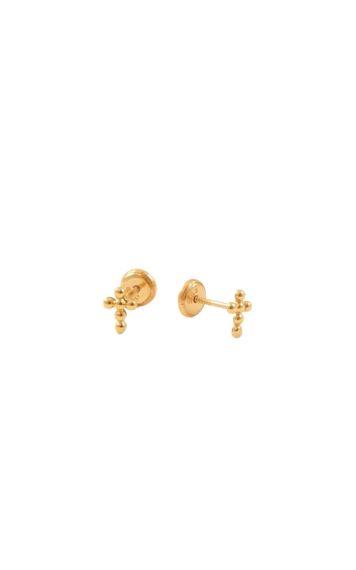 14K Yellow Gold Cross Studs