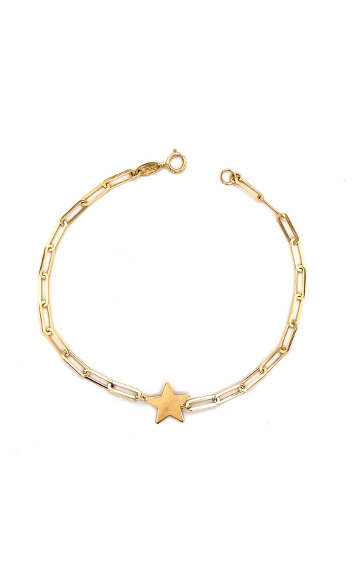 14K Yellow Gold Star Station Paperclip Bracelet