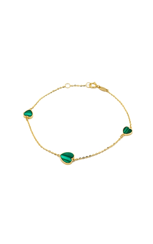 14K Yellow Gold Malachite Heart Bracelet