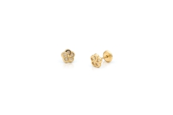 14K Yellow Gold Mother Of Pearl Flower Studs