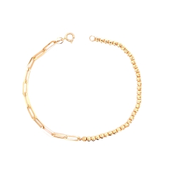 14K Yellow Gold Bead and Paperclip Bracelet