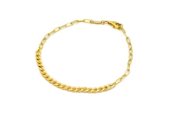 14K Yellow Gold Paperclip and Cuban Link Bracelet