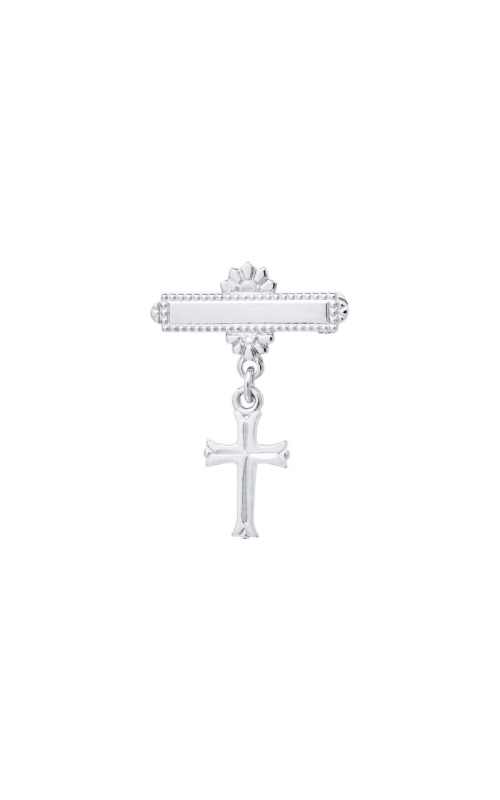 Sterling Silver Baby Bar Pin With Cross Drop