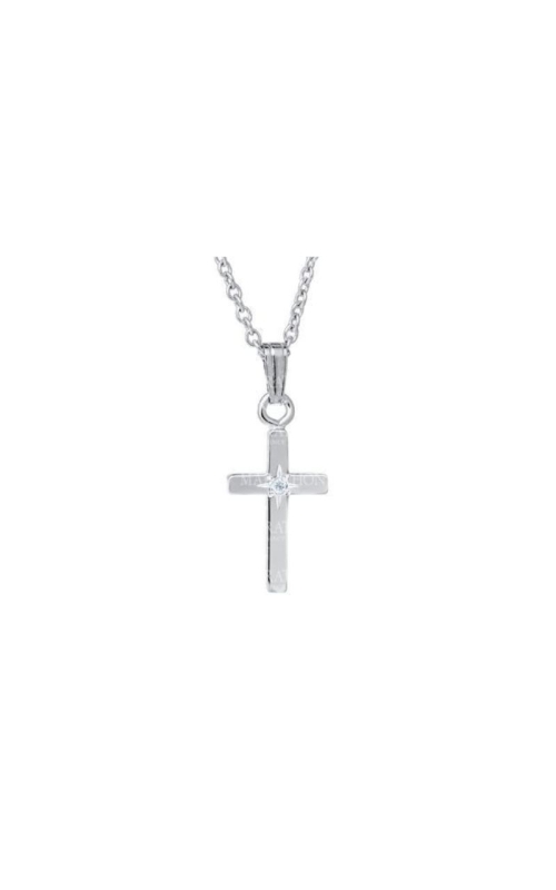 Sterling Silver Babies Diamond Cross Pendant, 15