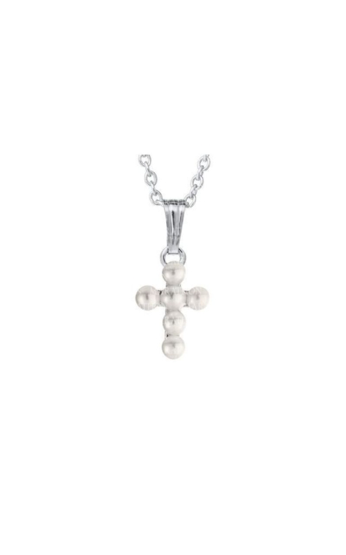 Sterling Silver Babies Pearl Cross Pendant, 15