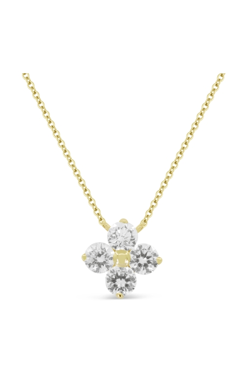 14K Yellow Gold Round Diamond Station Pendant