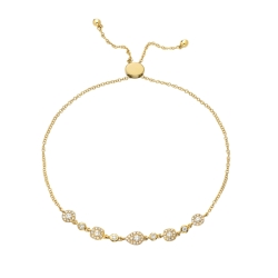 14K Yellow Gold Diamond Pear and Round Shape Bracelet