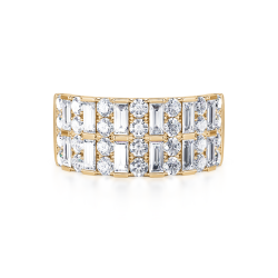 14K Yellow Gold Baguette And Diamond Band