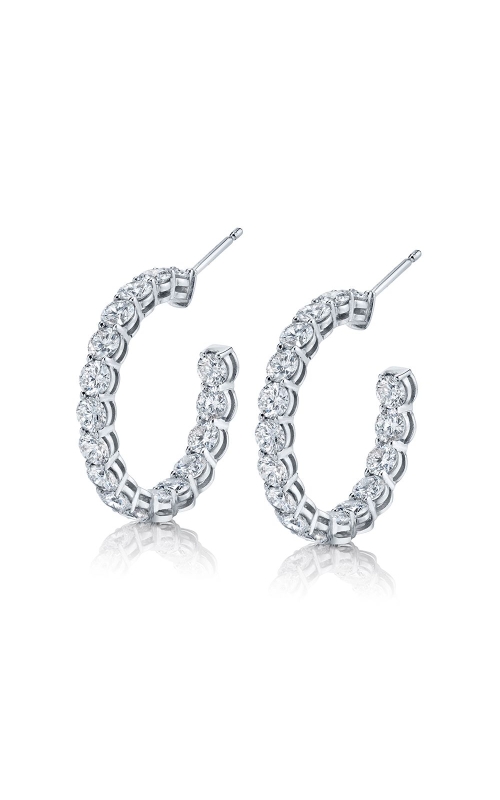 18K White Gold Medium Round Brilliant Hoop Earrings