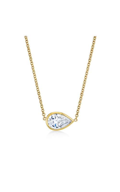 18K Yellow Gold East West Pear Shape Bezel set Pendant