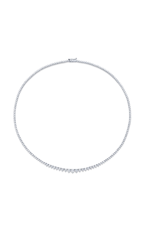 18K White Gold Graduated Riviera Round Brilliant Tennis Necklace