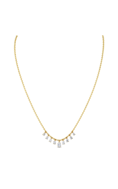 18K Yellow Gold Diamond Drop Pear Shape on ball chain