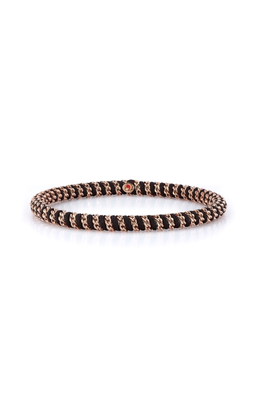 18K Rose Gold And Black Cord Stretch Bracelet